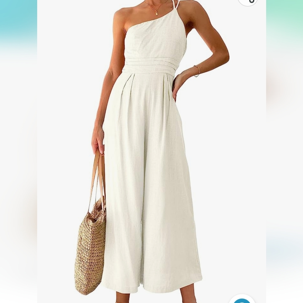 NWT Cream wide leg jumpsuit